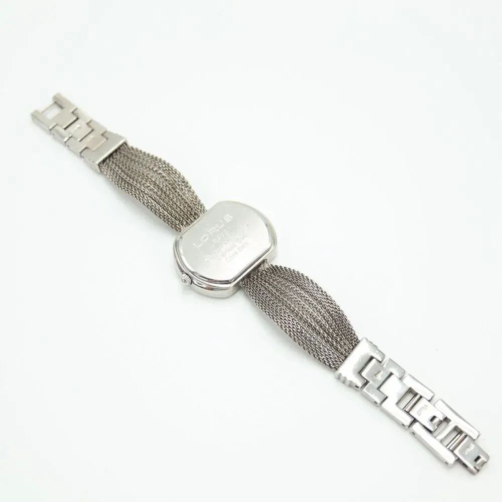 Lorus Women Silver Tone Watch 31mm Gem Set Oval Dial Bracelet LR3021 New Battery